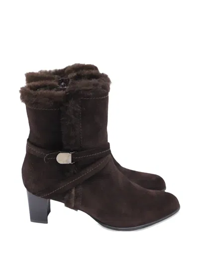 Pre-owned Stuart Weitzman Suede Block-heel Boots In Brown