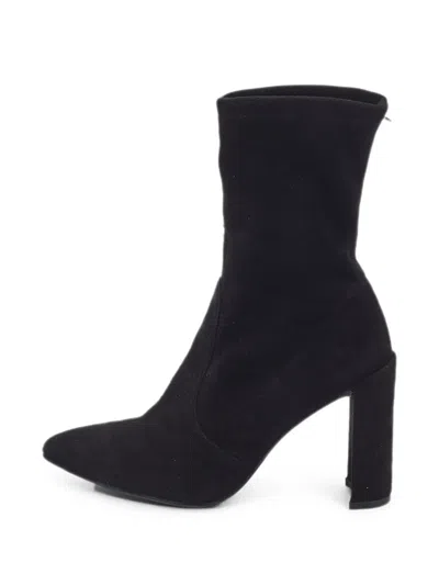 Pre-owned Stuart Weitzman Suede Block-heel Ankle Boots In Black