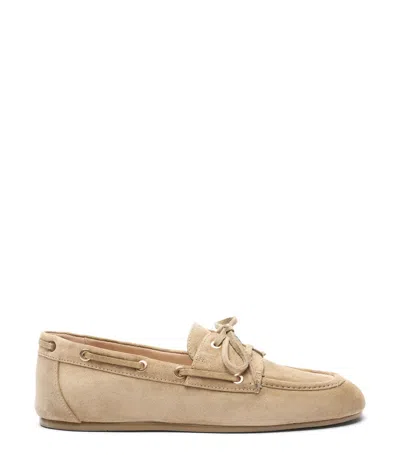 Stuart Weitzman Suede Boat Moccasin Moccasin In Brown
