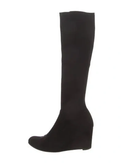 Pre-owned Stuart Weitzman Suede Boots In Black