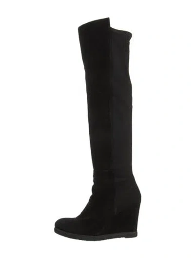 Pre-owned Stuart Weitzman Suede Boots In Black