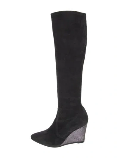 Pre-owned Stuart Weitzman Suede Boots In Black