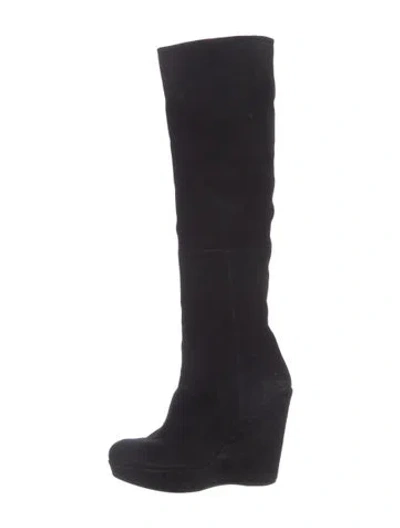 Pre-owned Stuart Weitzman Suede Boots In Black