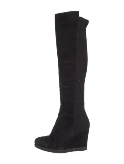 Pre-owned Stuart Weitzman Suede Boots In Black