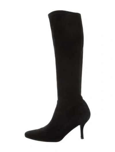 Pre-owned Stuart Weitzman Suede Boots In Black
