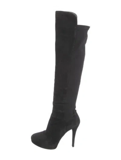 Pre-owned Stuart Weitzman Suede Boots In Black