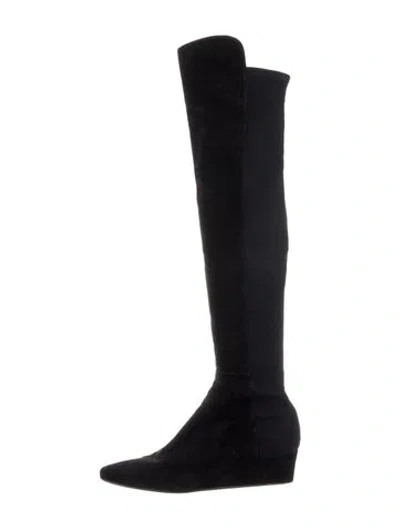 Pre-owned Stuart Weitzman Suede Boots In Black