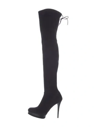 Pre-owned Stuart Weitzman Suede Boots In Black