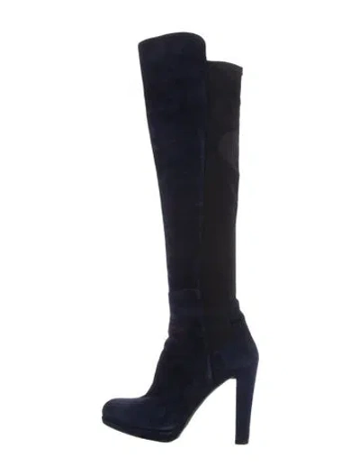 Pre-owned Stuart Weitzman Suede Boots In Blue
