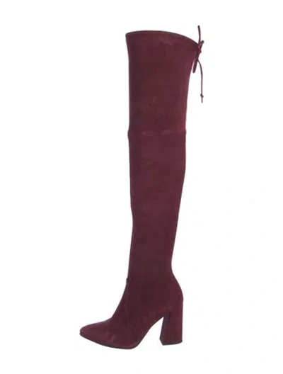 Pre-owned Stuart Weitzman Suede Boots In Burgundy