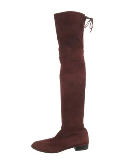 Pre-owned Stuart Weitzman Suede Boots In Burgundy