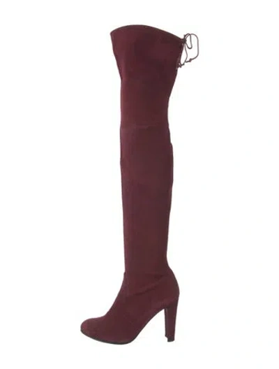 Pre-owned Stuart Weitzman Suede Boots In Burgundy