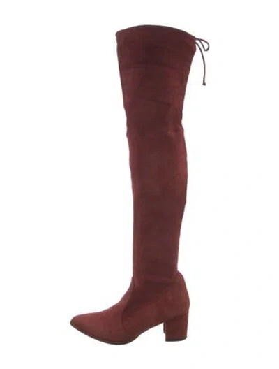 Pre-owned Stuart Weitzman Suede Boots In Burgundy