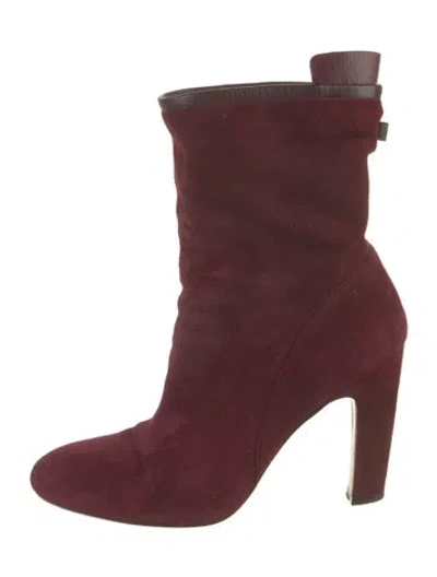 Pre-owned Stuart Weitzman Suede Boots In Burgundy