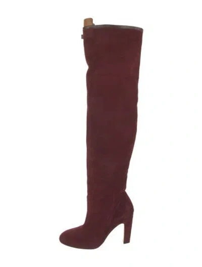 Pre-owned Stuart Weitzman Suede Boots In Burgundy