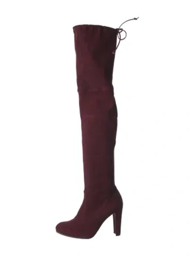 Pre-owned Stuart Weitzman Suede Boots In Burgundy