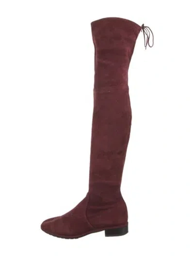 Pre-owned Stuart Weitzman Suede Boots In Burgundy