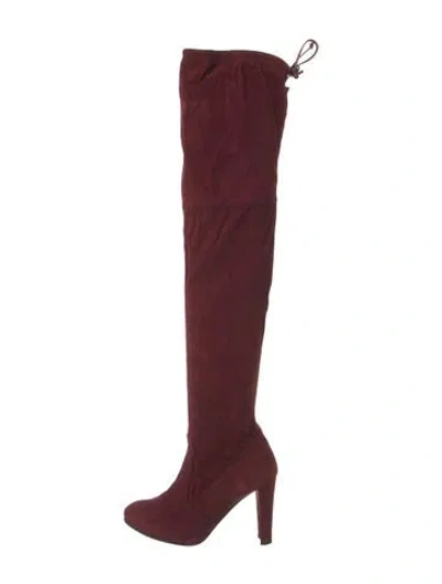 Pre-owned Stuart Weitzman Suede Boots In Burgundy
