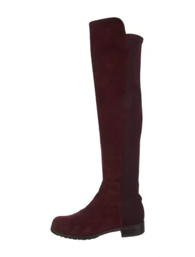 Pre-owned Stuart Weitzman Suede Boots In Burgundy