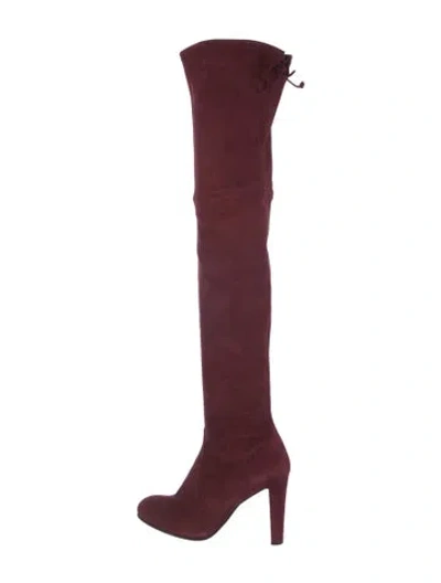 Pre-owned Stuart Weitzman Suede Boots In Burgundy