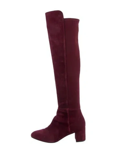 Pre-owned Stuart Weitzman Suede Boots In Burgundy