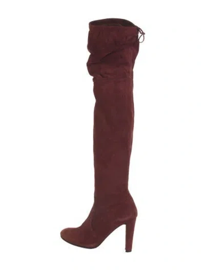 Pre-owned Stuart Weitzman Suede Boots In Burgundy