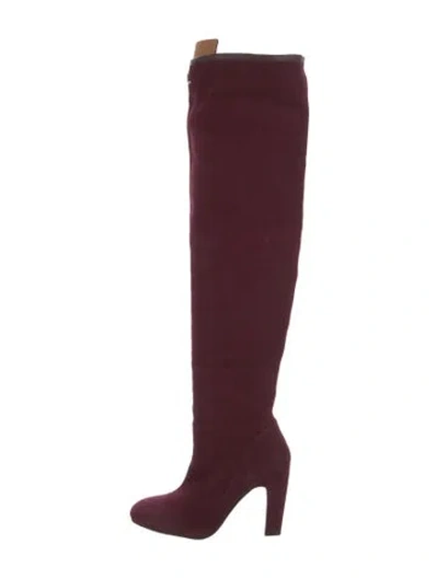 Pre-owned Stuart Weitzman Suede Boots In Burgundy