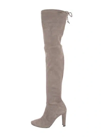 Pre-owned Stuart Weitzman Suede Boots In Gray