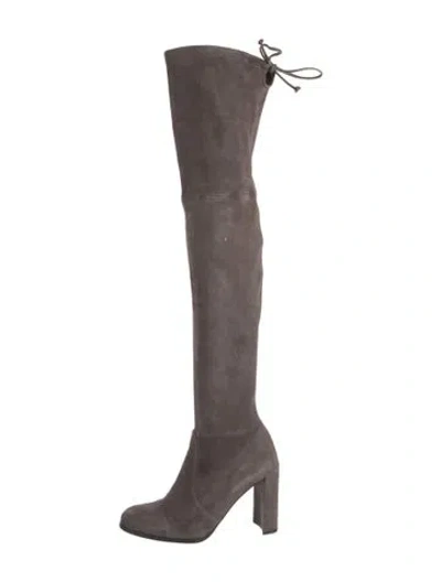 Pre-owned Stuart Weitzman Suede Boots In Gray