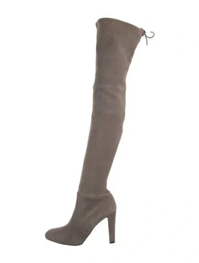 Pre-owned Stuart Weitzman Suede Boots In Gray