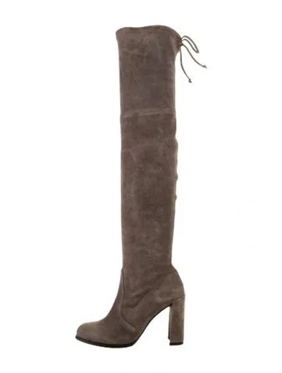 Pre-owned Stuart Weitzman Suede Boots In Gray