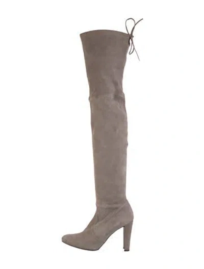 Pre-owned Stuart Weitzman Suede Boots In Gray