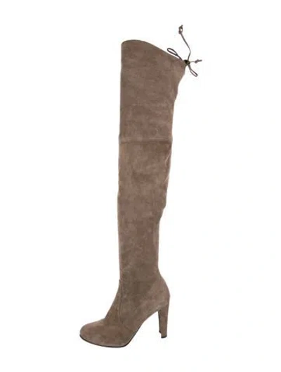 Pre-owned Stuart Weitzman Suede Boots In Gray