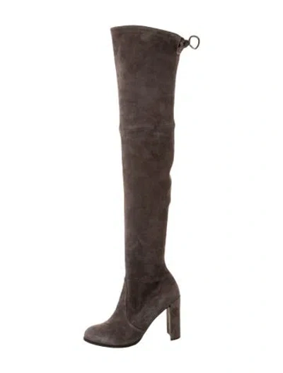 Pre-owned Stuart Weitzman Suede Boots In Gray