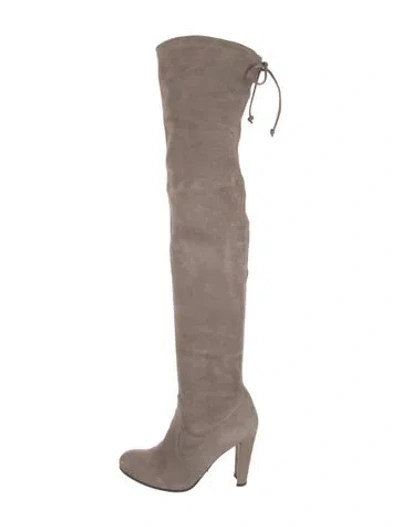 Pre-owned Stuart Weitzman Suede Boots In Gray