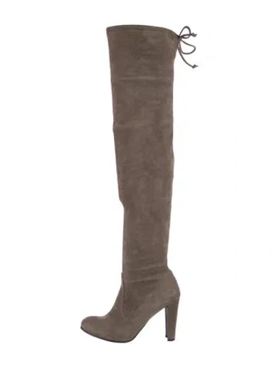 Pre-owned Stuart Weitzman Suede Boots In Gray