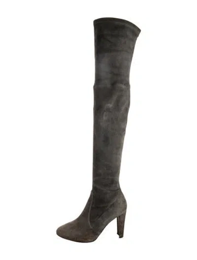 Pre-owned Stuart Weitzman Suede Boots In Gray