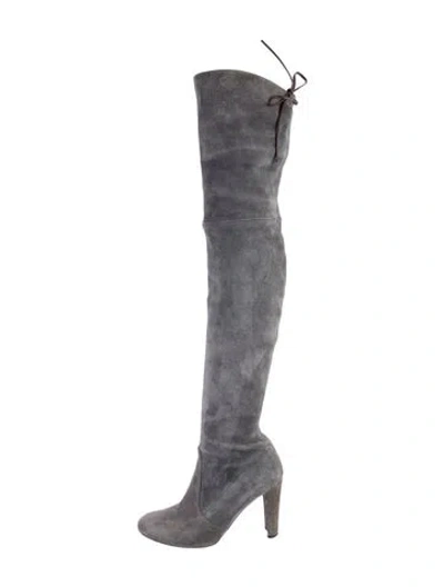 Pre-owned Stuart Weitzman Suede Boots In Gray