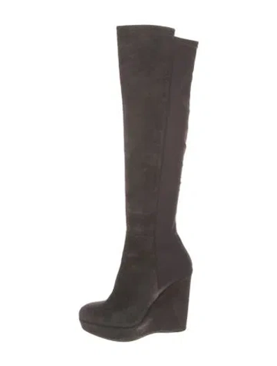 Pre-owned Stuart Weitzman Suede Boots In Gray