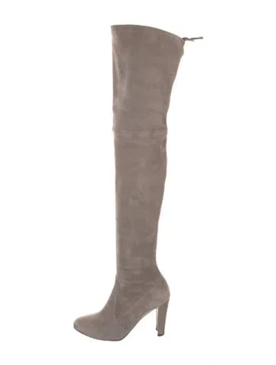 Pre-owned Stuart Weitzman Suede Boots In Gray