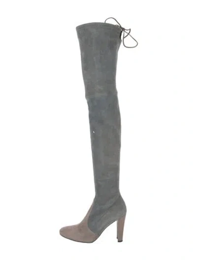 Pre-owned Stuart Weitzman Suede Boots In Gray