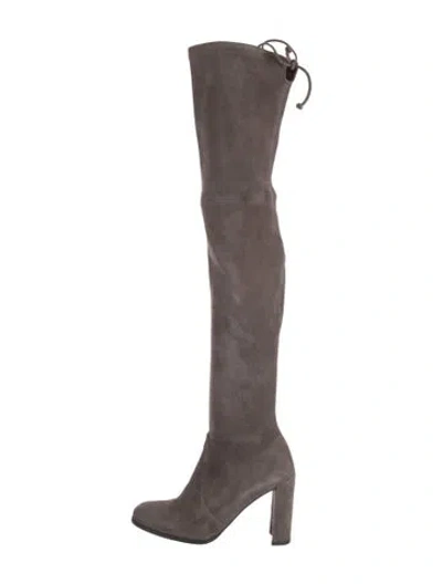 Pre-owned Stuart Weitzman Suede Boots In Gray