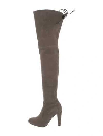 Pre-owned Stuart Weitzman Suede Boots In Gray