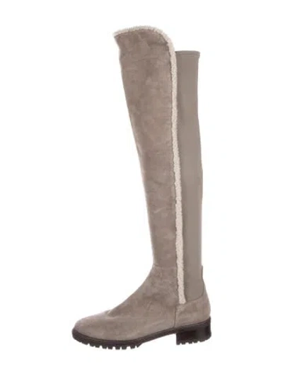 Pre-owned Stuart Weitzman Suede Boots In Gray