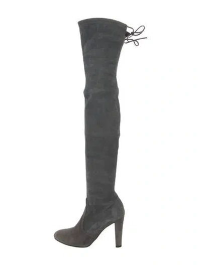 Pre-owned Stuart Weitzman Suede Boots In Gray