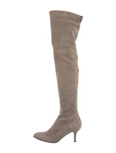 Pre-owned Stuart Weitzman Suede Boots In Gray