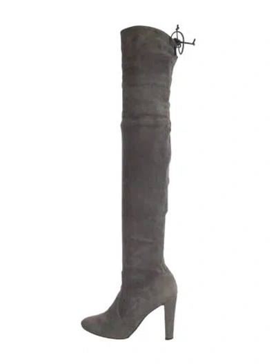 Pre-owned Stuart Weitzman Suede Boots In Gray