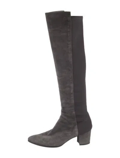 Pre-owned Stuart Weitzman Suede Boots In Gray