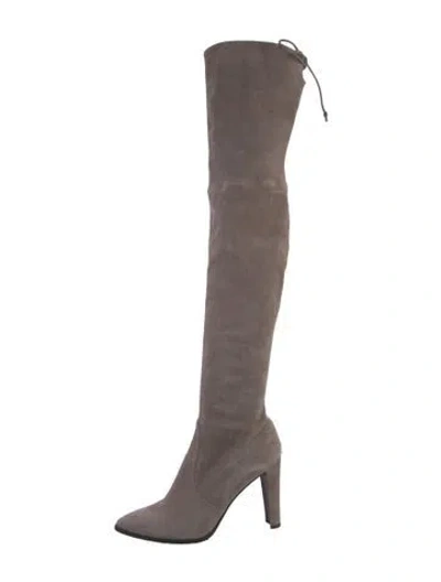 Pre-owned Stuart Weitzman Suede Boots In Gray