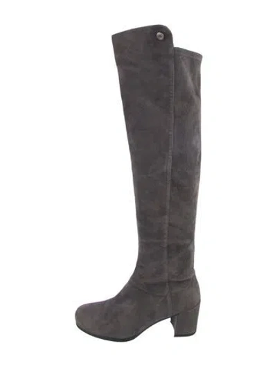 Pre-owned Stuart Weitzman Suede Boots In Gray